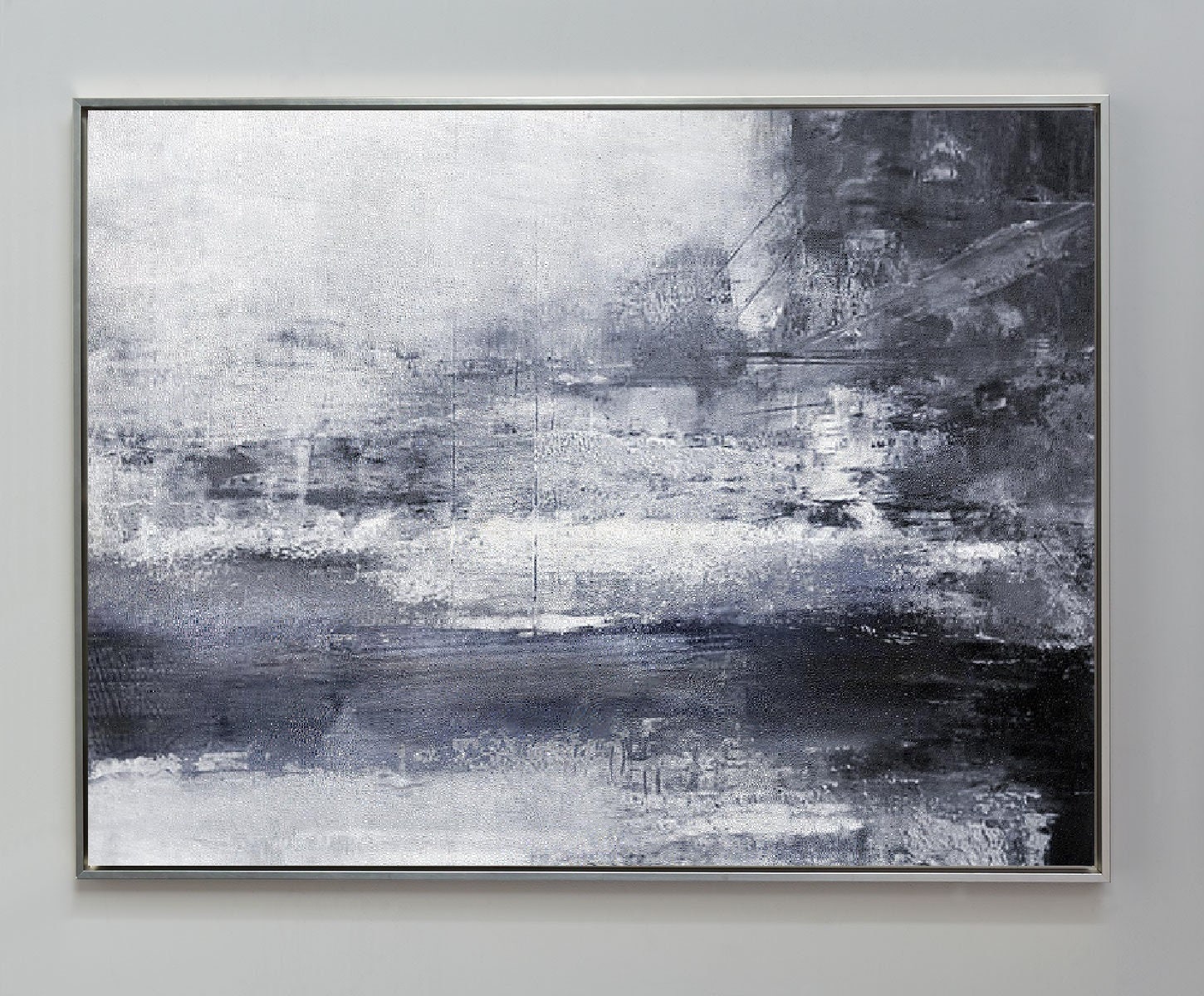 Blue Abstract Oil Painting, Ocean Painting,Black White Painting,Large ...