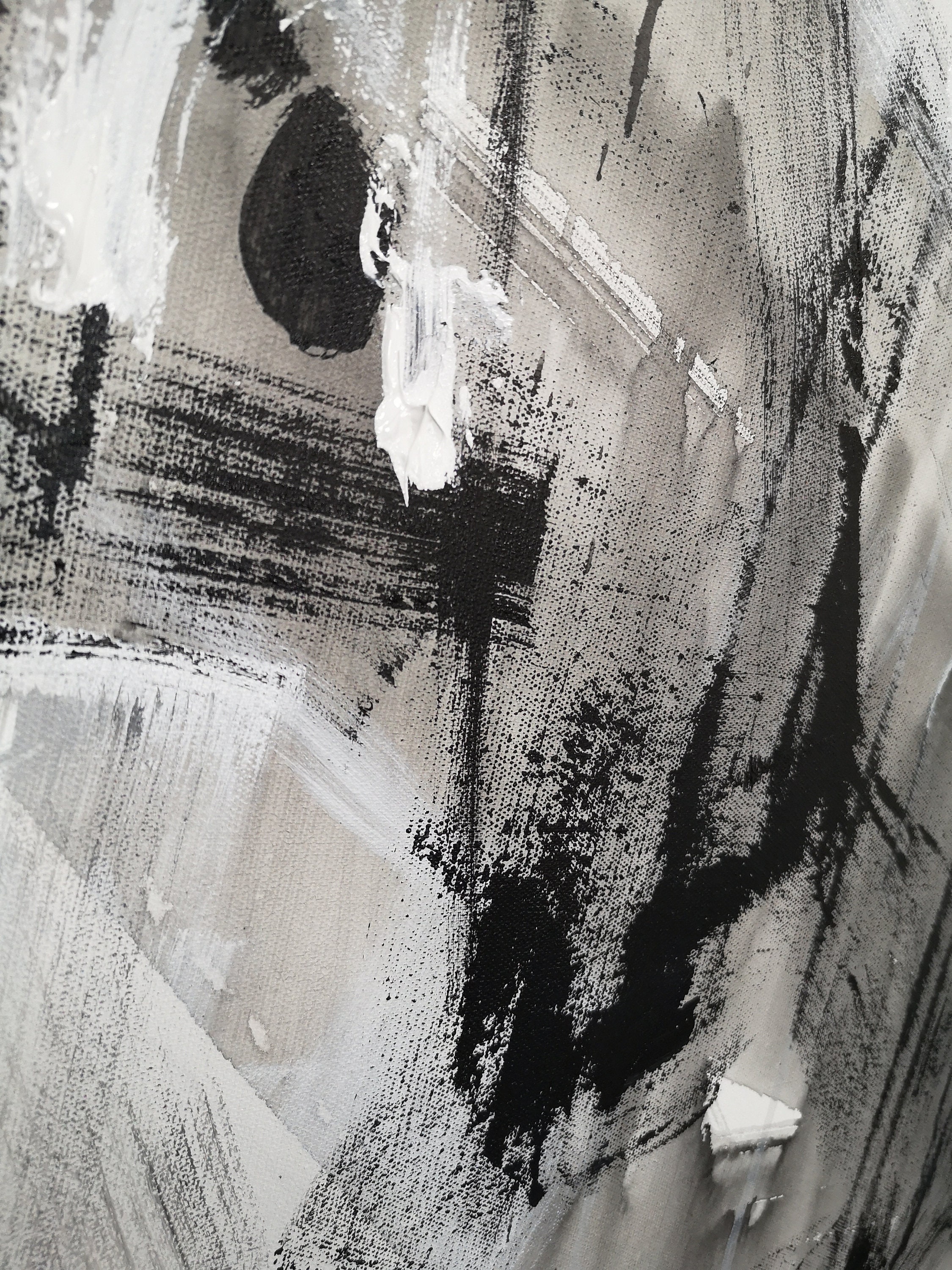 Schwarz Weiß Malerei Großes abstraktes Gemälde Landschaft | Etsy