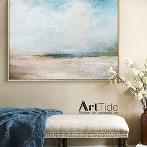 Original Beach Abstract Painting Large Sky And Sea Painting Large Ocean Canvas Painting Cloud Painting Painting For Living Room Seascape Art image 3