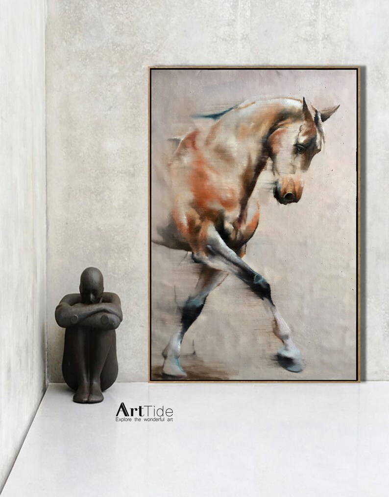 Horse Painting Large Canvas Art Horse Decor Brown Horse Oil Etsy