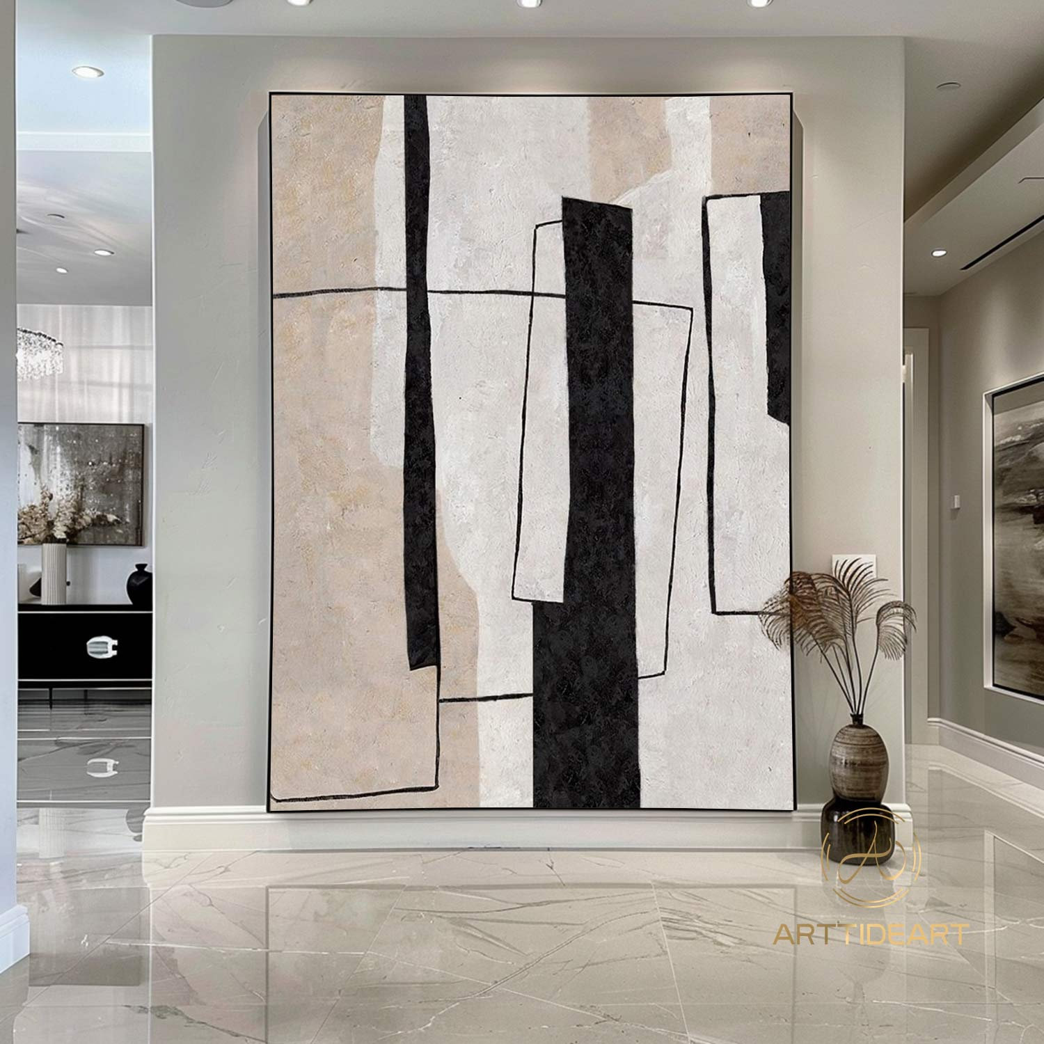 Abstract Minimalist Texture White Painting, Living Room Large White Abstract Neutral 3D Texture Art Living Room Wall Art,Unstretched,Frameless,(91X183cm)36X72Inches