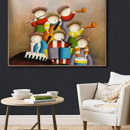 Large Original Children's performance Painting Contemporary Art abstract wall art bedroom canvas Canvas Wall Art shops Colorful Wall Art kids art
