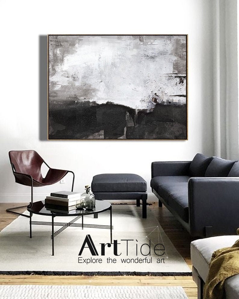 Oversize Wall Art Paintingblack and White Wall Artgrey Art Etsy