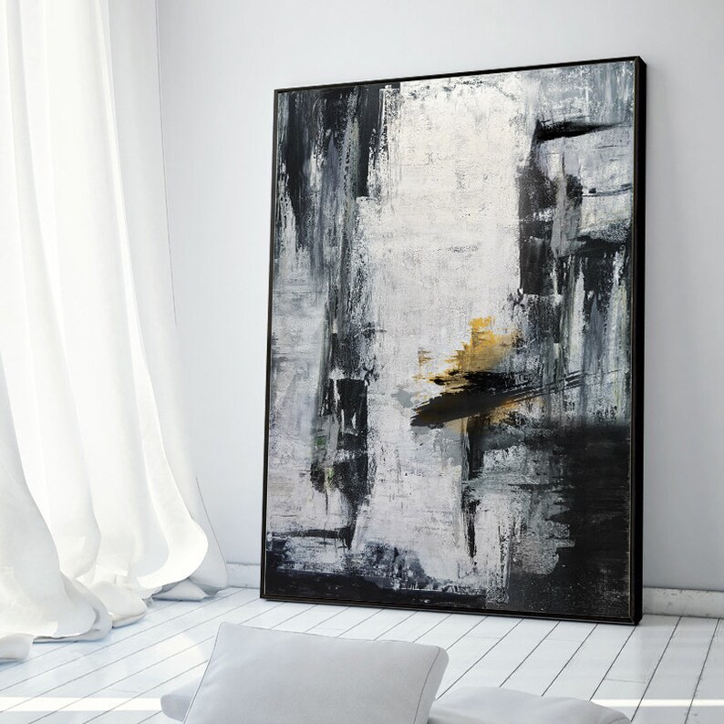 Gold and white wall art Gold Canvas Art Black White Painting Etsy Polska