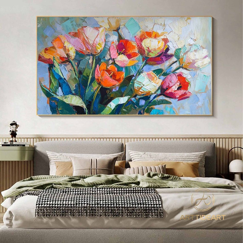 Original Tulip Oil Painting on Canvas: Abstract Floral Wall Art - Etsy