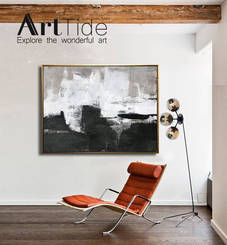 Large Original Oil Paintingblack and White Wall Artcanvas Etsy
