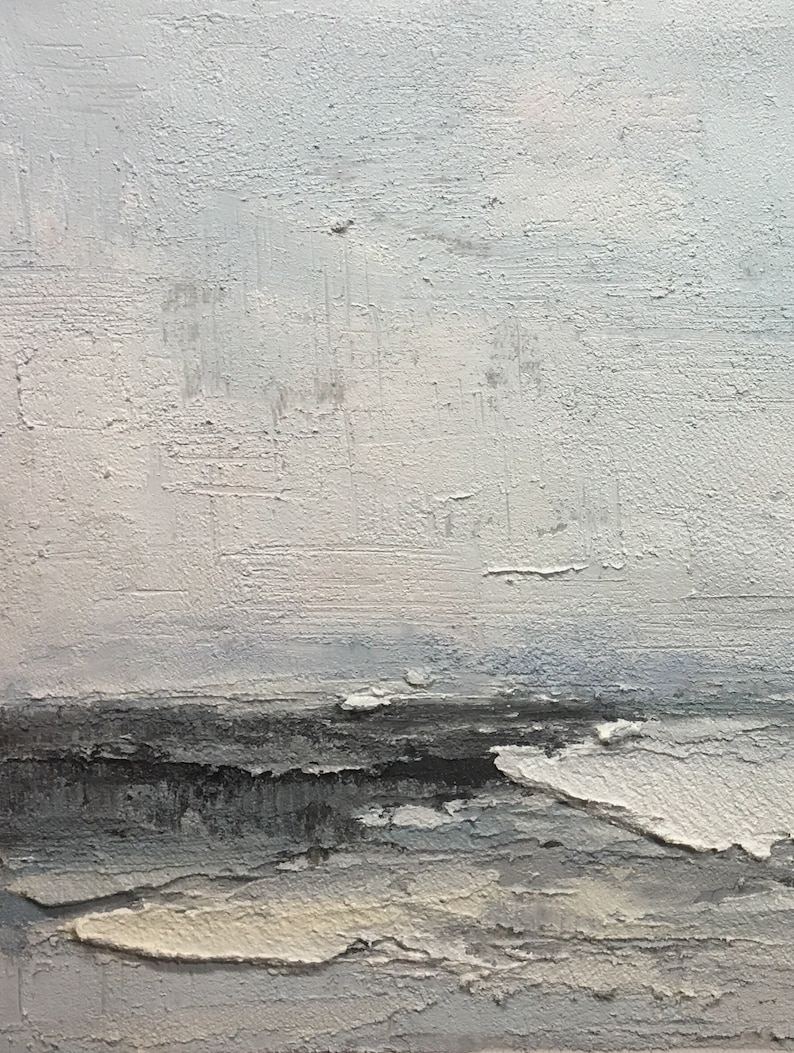 Original Navy Blue Sea Level Canvas Paintingwaves Landscape - Etsy
