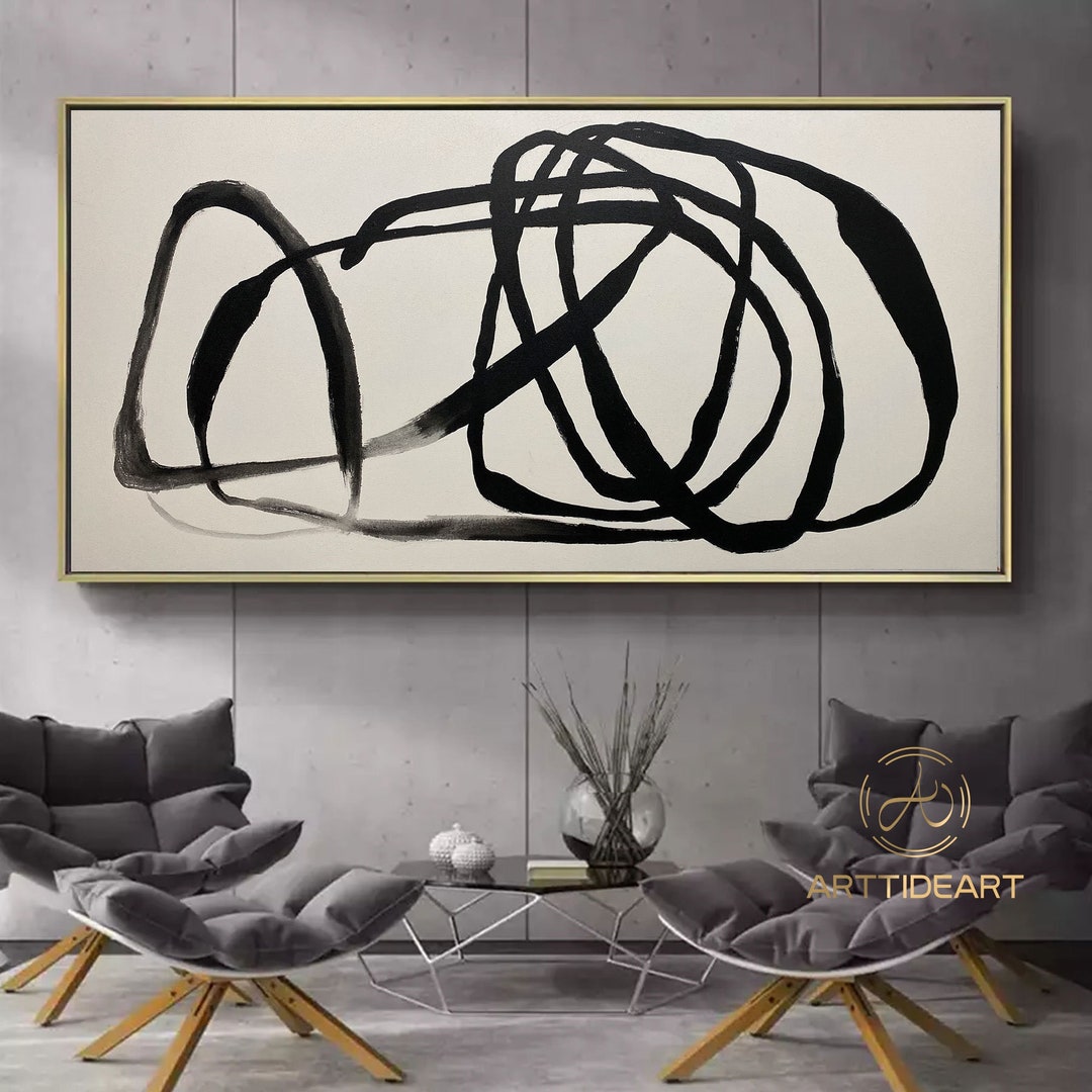 Large Black and White Texture Painting: Original Abstract Wall Art - Etsy