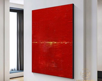 Wabi-Sabi Wall Art Red Orange Abstract Wall Art Neutral Red Abstract Painting on Canvas Boho Red Textured Wall Art Christmas Gift Painting