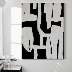 Huge Black and White Painting Extra Large Wall Art Abstract Painting ...