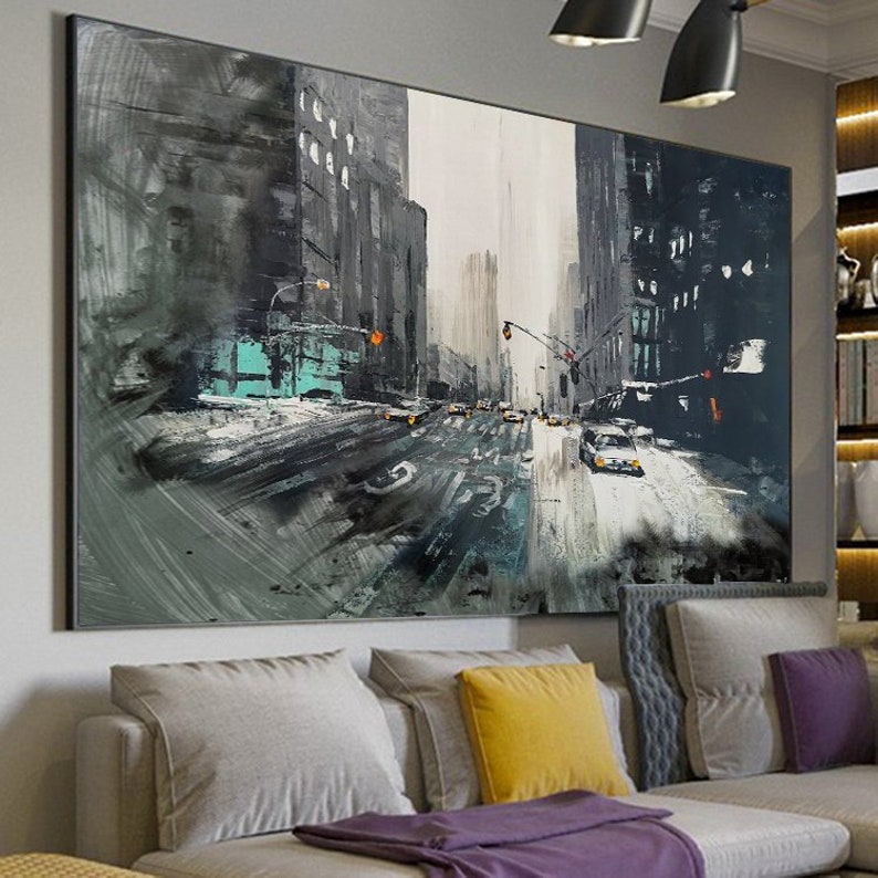 Large Urban Art Painting City Wall Art New York Wall Art Etsy