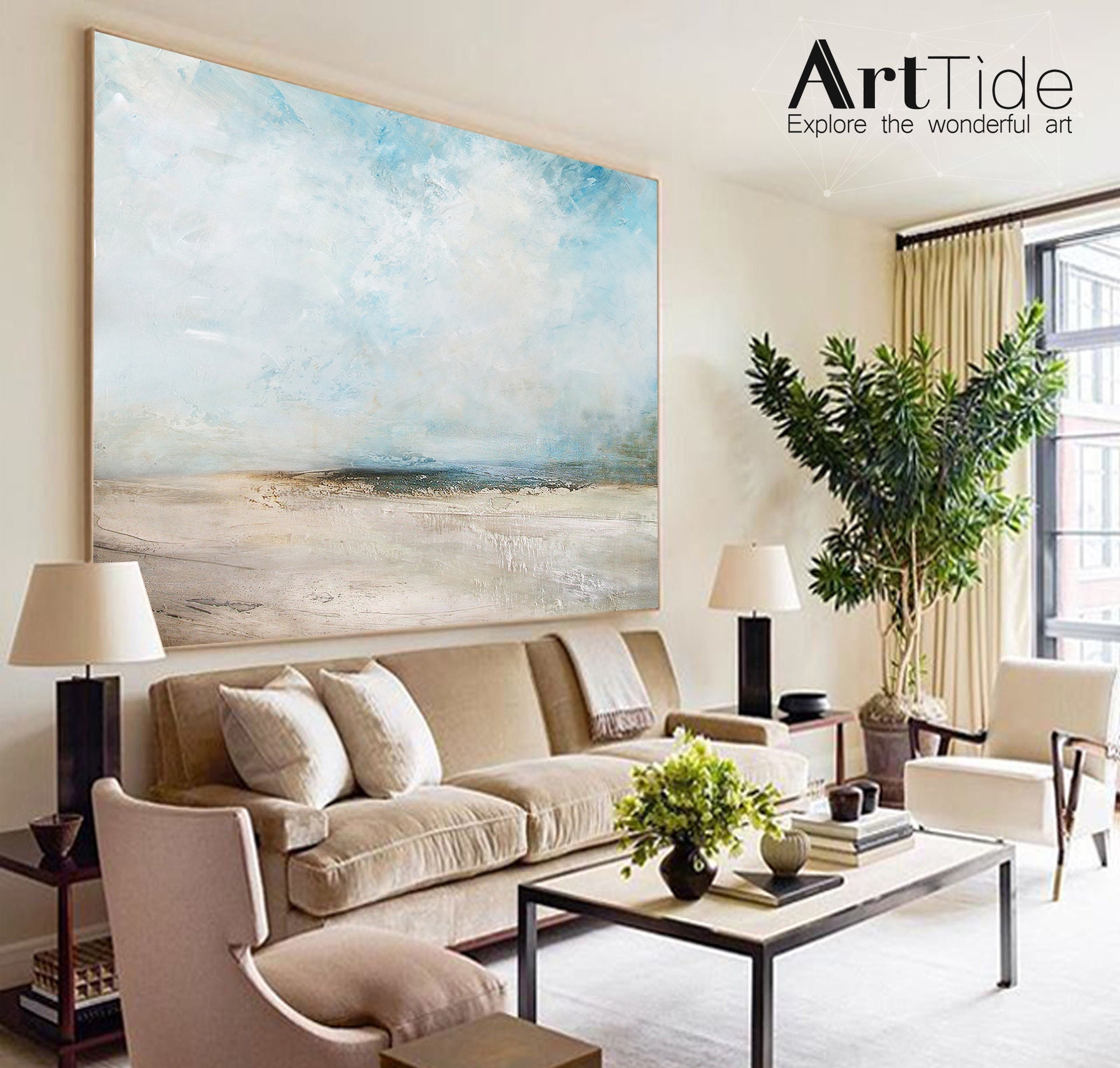 Original Beach Abstract Painting Large Sky and Sea Painting Large Ocean Canvas  Painting Cloud Painting Painting for Living Room Seascape Art - Etsy