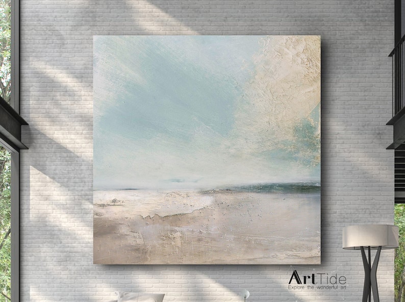 Coastal Beach Canvas Painting Original Sea Abstract Oil Etsy