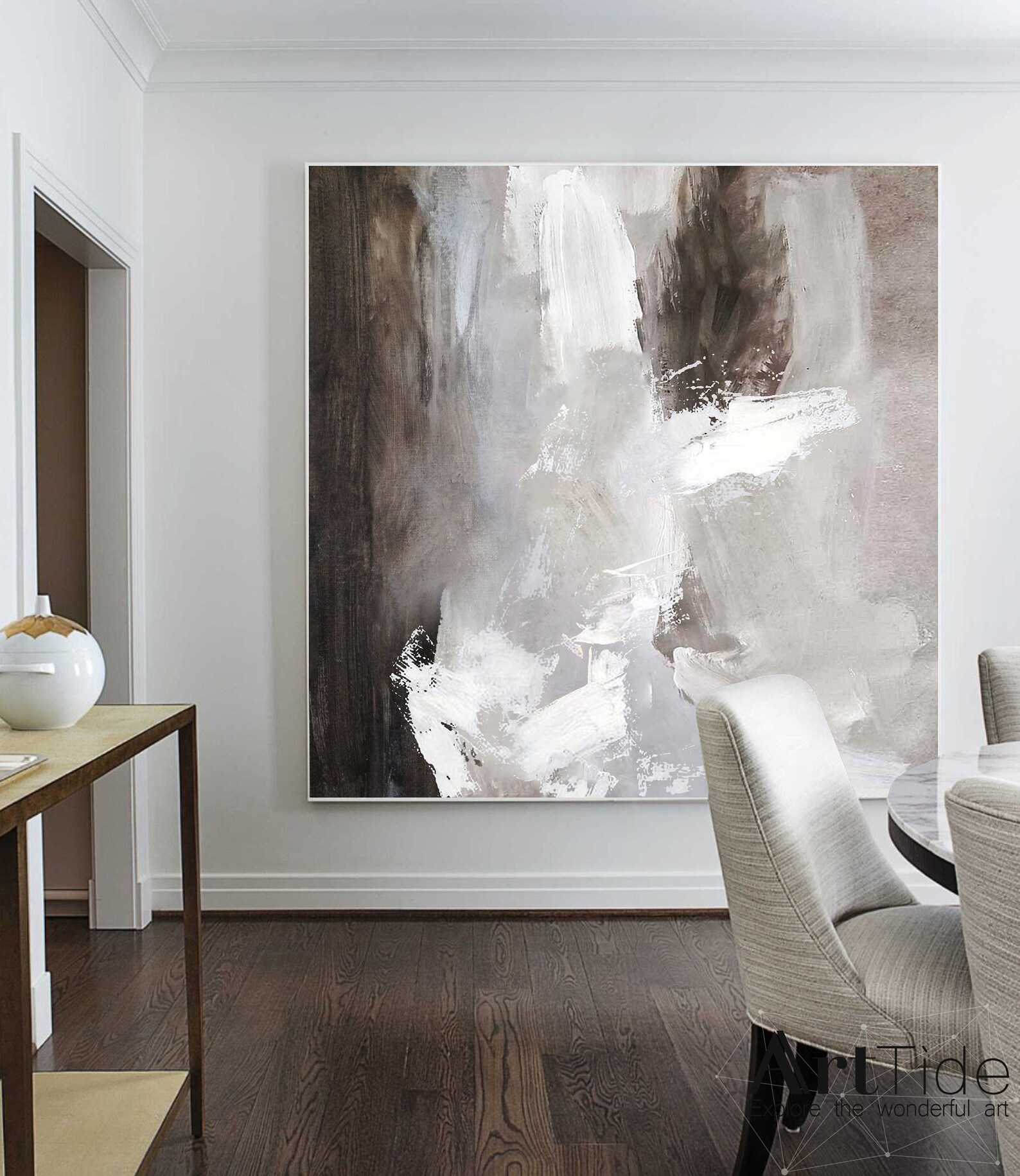 Extra Large Wall Art Abstract Brown Paintinggray Etsy