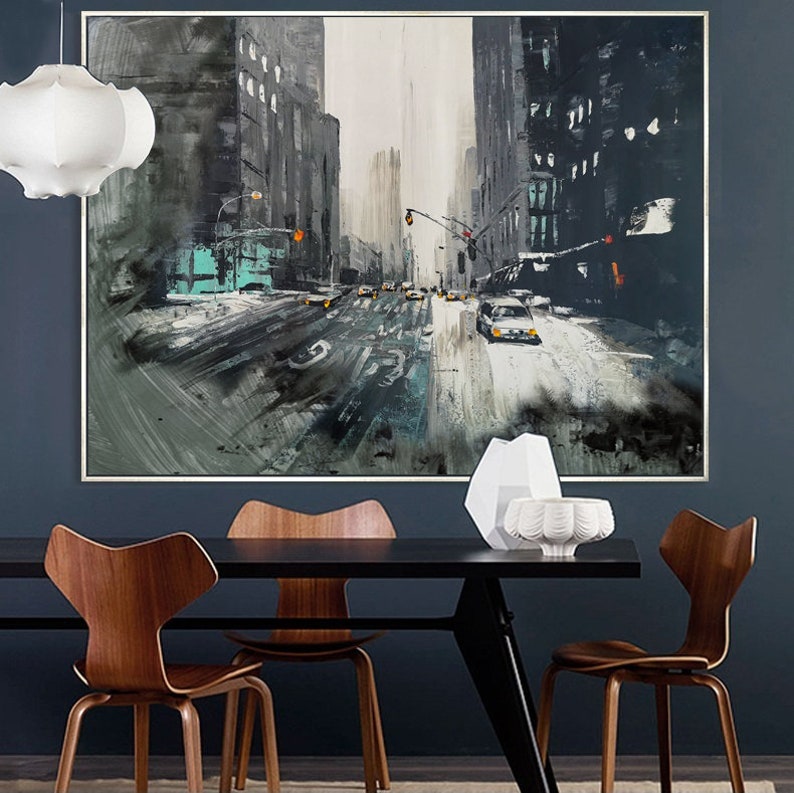 Large Urban Art Painting City Wall Art New York Wall Art Etsy