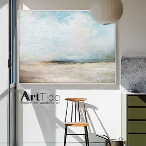 Original Beach Abstract Painting Large Sky And Sea Painting Large Ocean Canvas Painting Cloud Painting Painting For Living Room Seascape Art image 6