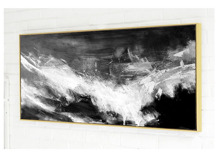 Large Black and White Abstract Painting: Modern Textured Canvas Art - Etsy