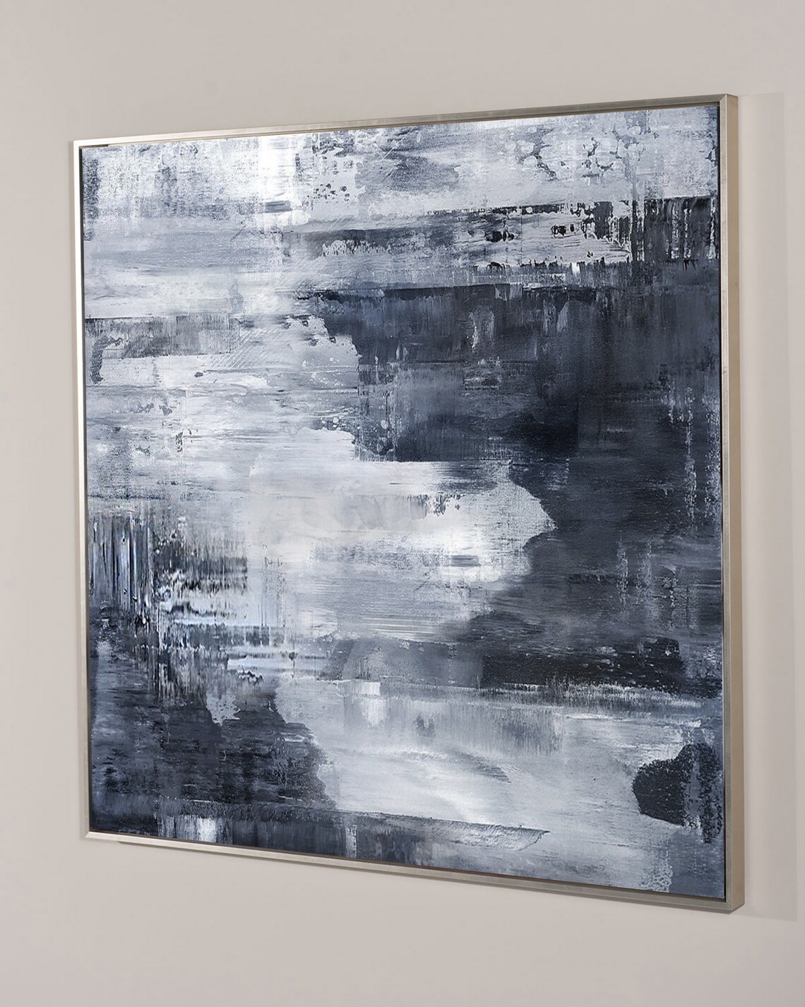 Large Navy Blue Abstract Painting OriginalMinimalist Art Etsy