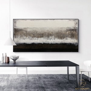 Black and white Painting Black textured wall art Black and white Abstract art Black and white wall art sea wave painting Black sea painting