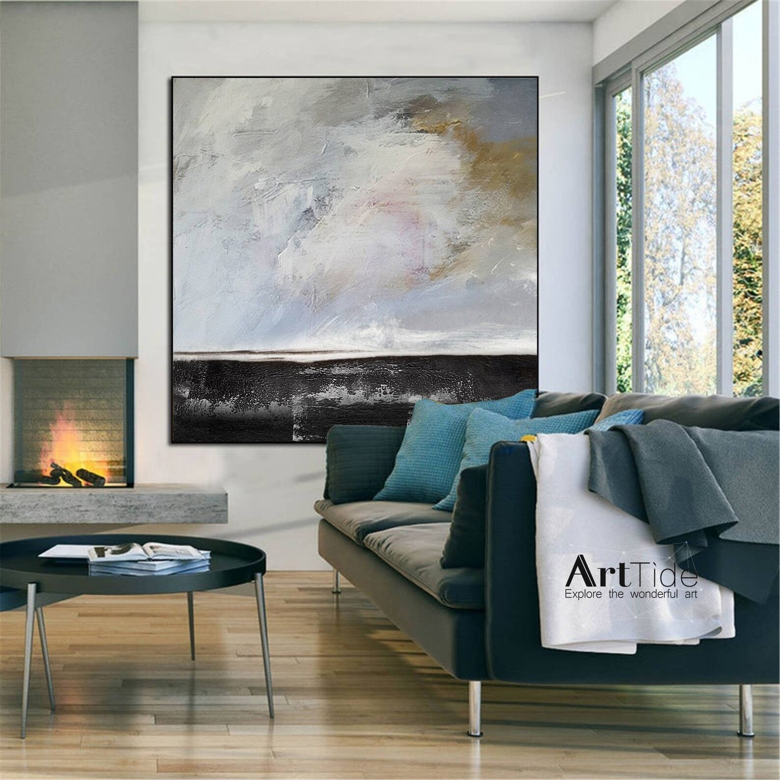 Large Abstract Cloud Paintingsea Landscape Paintingabstract Etsy