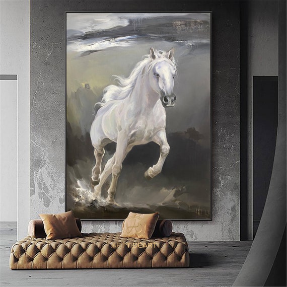 Dipinto Di Cavallo Bianco High Quality Handpainted Classic Oil