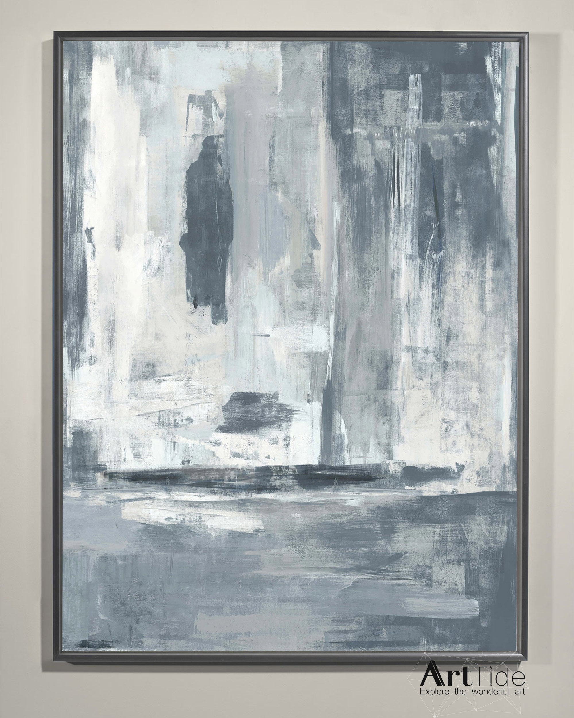 Large Abstract Painting Grey Abstract Painting Gray Blue Etsy