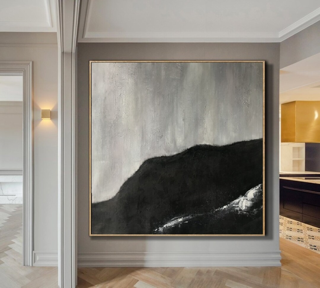 Black and White Abstract Painting Minimalist Art Modern Wall Art Decor ...