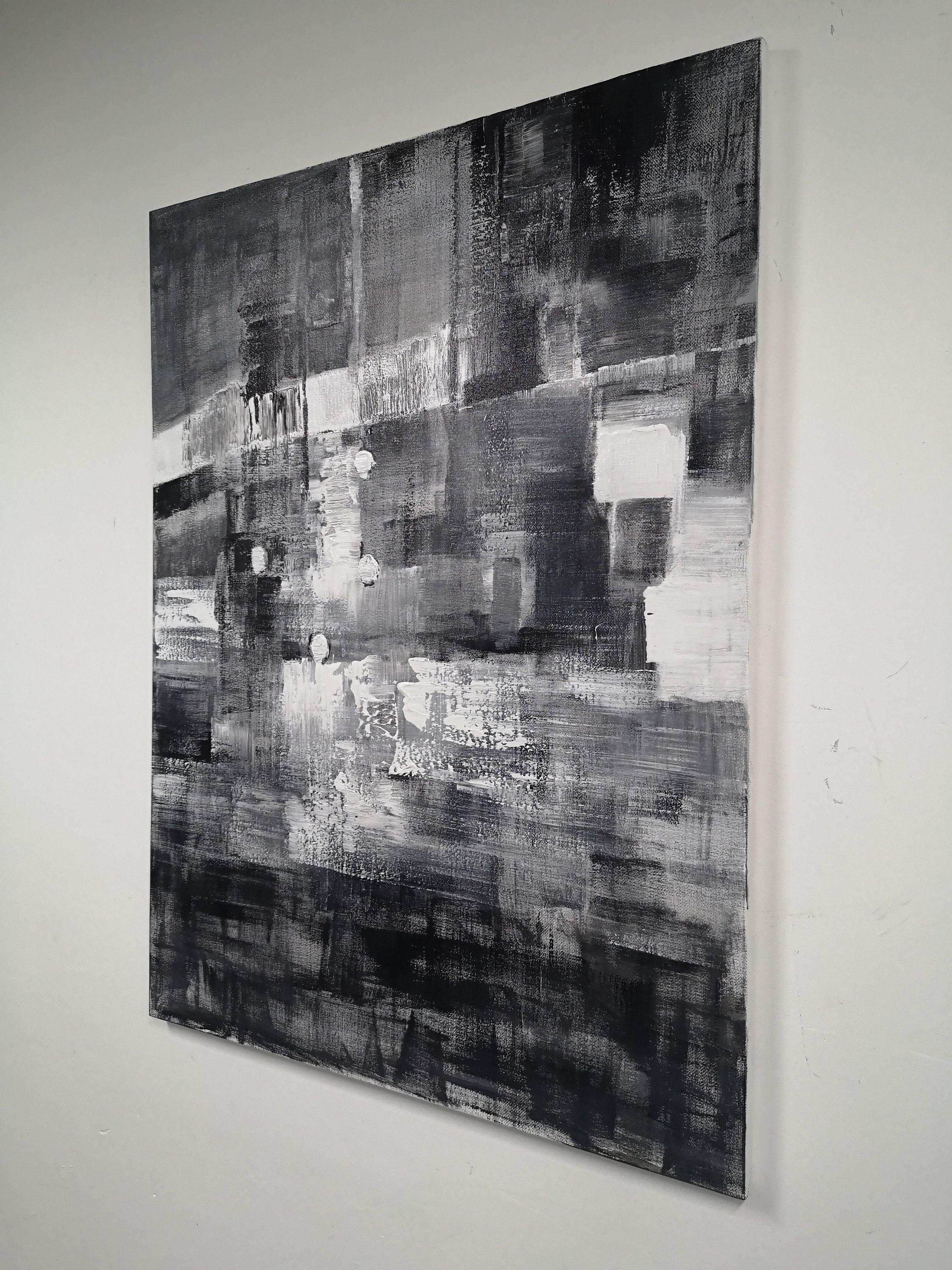 Large Oil Painting On Canvas Black And White Oil Painting Etsy