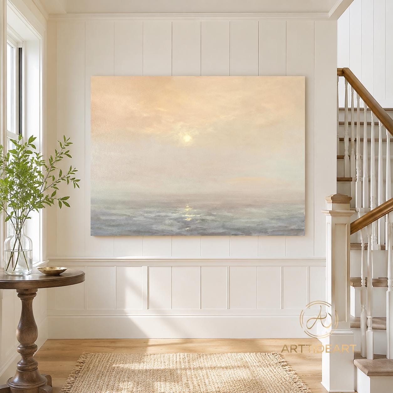 Large Ocean Sunset Painting: Abstract Coastal Wall Art Beach Wall Decor ...