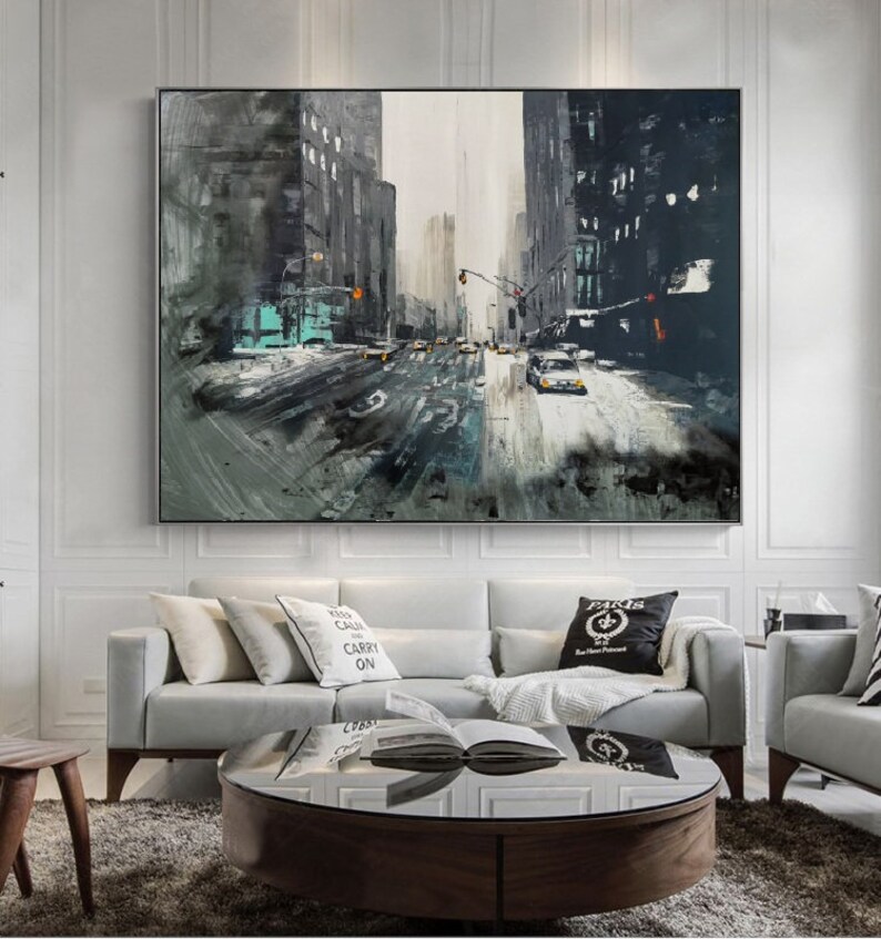 Large Urban Art Painting City Wall Art New York Wall Art Etsy