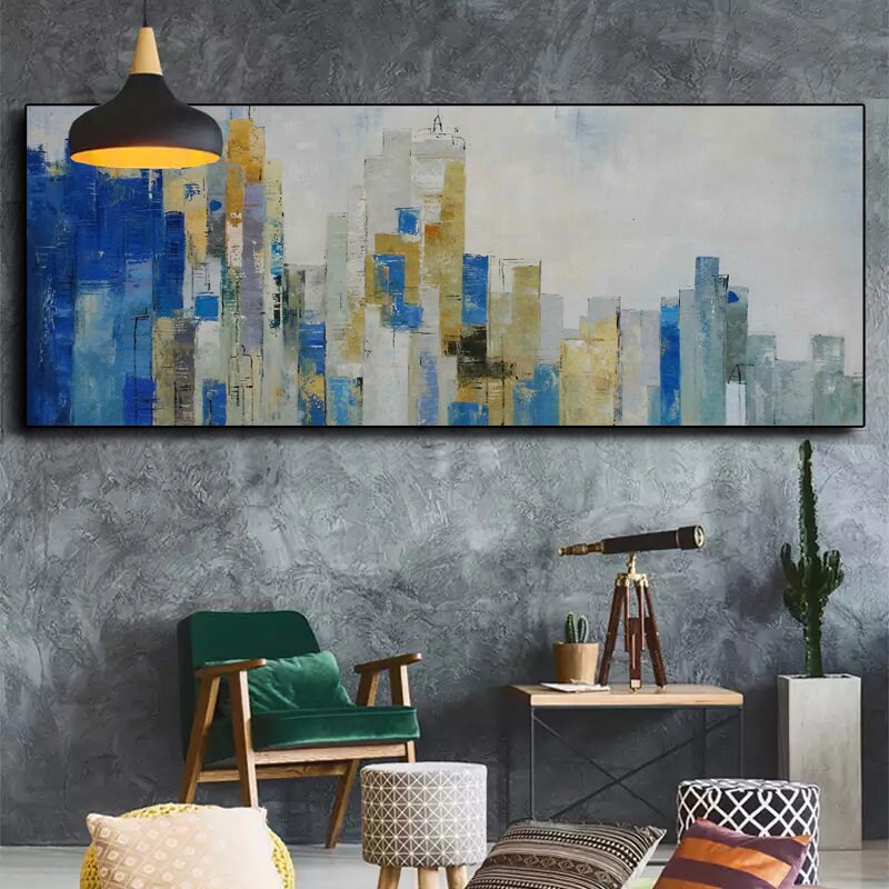 Large City Abstract Painting Large Urban Abstract Painting Etsy