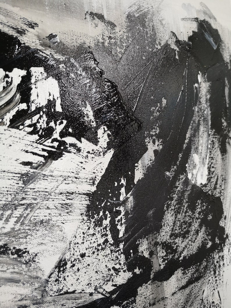 Large Oil Painting on Canvas Black and White Oil Painting Etsy