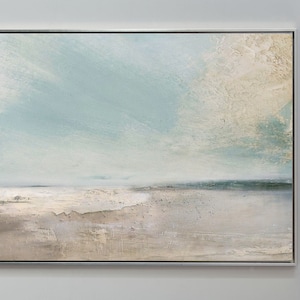 Large sky and sea painting beach scene painting original large ocean canvas painting blue green sky painting living room canvas painting image 8