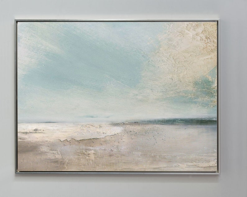 Large sky and sea painting beach scene painting original large ocean canvas painting blue green sky painting living room canvas painting image 8