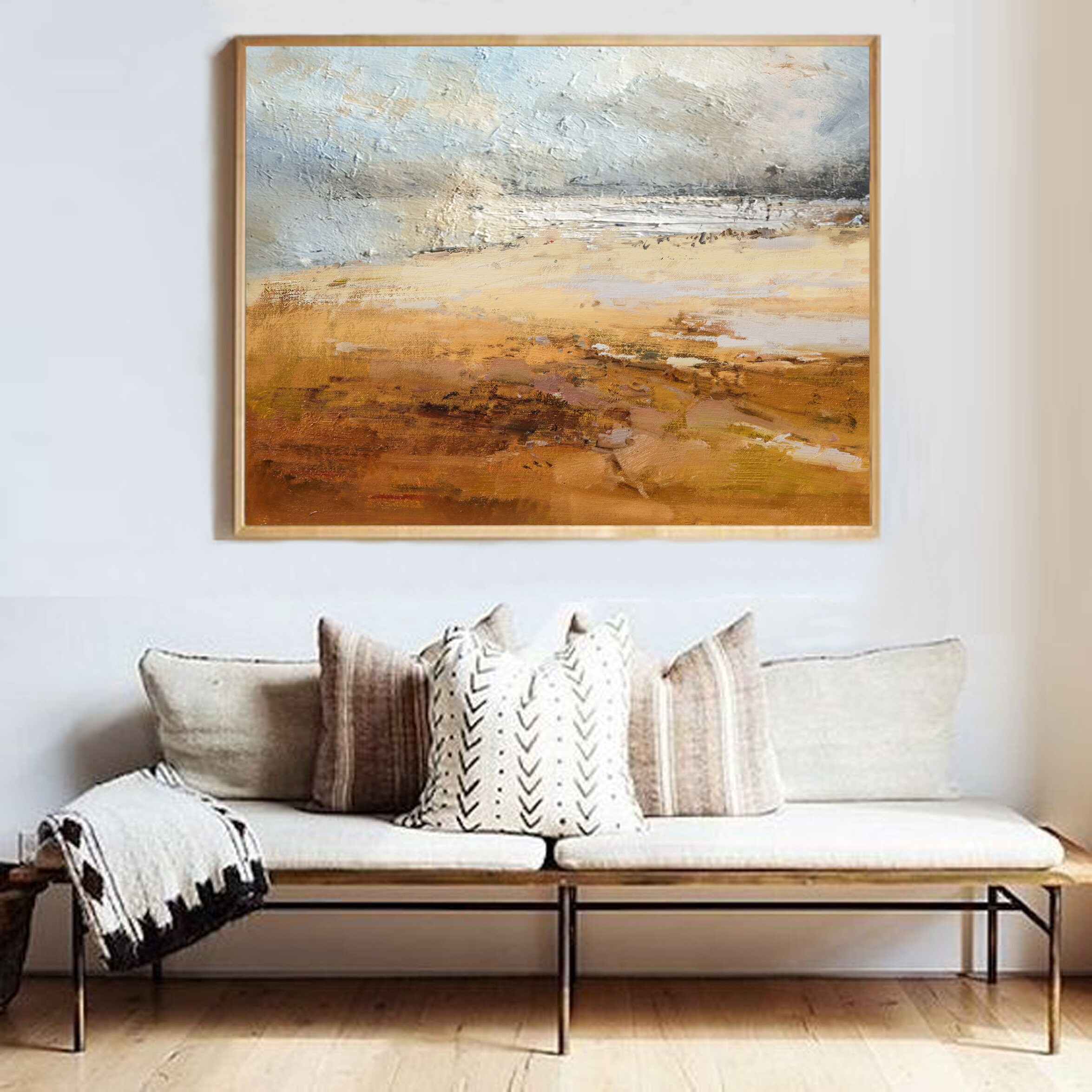 Coastal Beach Artlarge Seaside Canvas Artsky Landscape Etsy