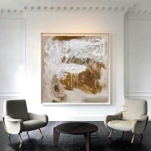 Large Brown Painting Beige textured wall art Beige Abstract painting Beige wall art Large brown Abstract Painting Beige and white wall art