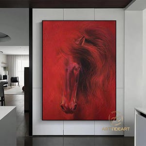 Large Abstract Horse Painting on Canvas Large Animal Abstract Painting Large Original Horses Canvas Wall Art Modern Minimalist Animal Art