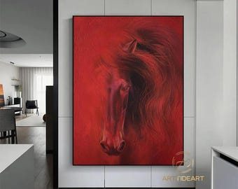 抽象的な馬の絵画：テクスチャアクリルアート、額入りキャンバス