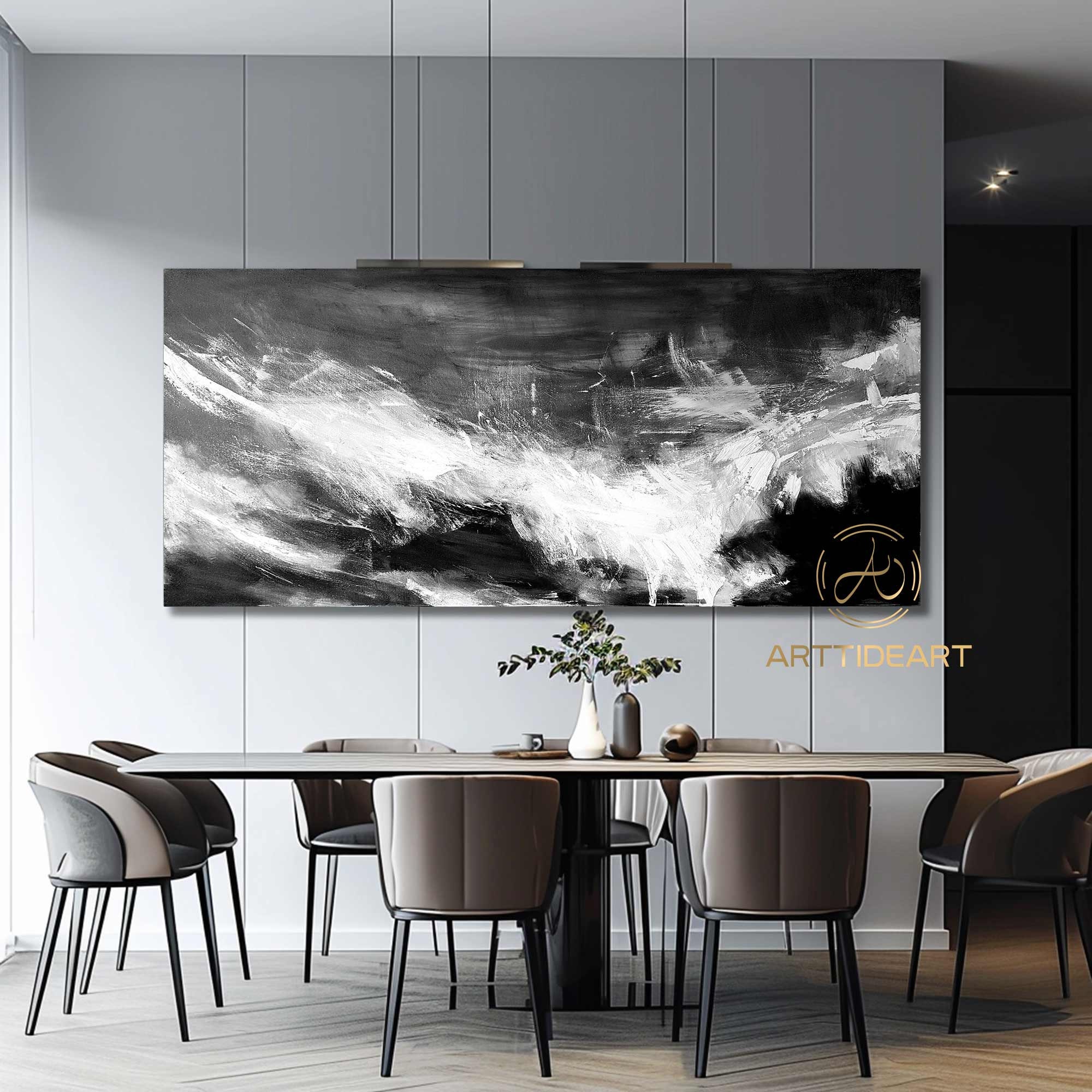 Large Black and White Abstract Painting: Modern Textured Canvas Art - Etsy