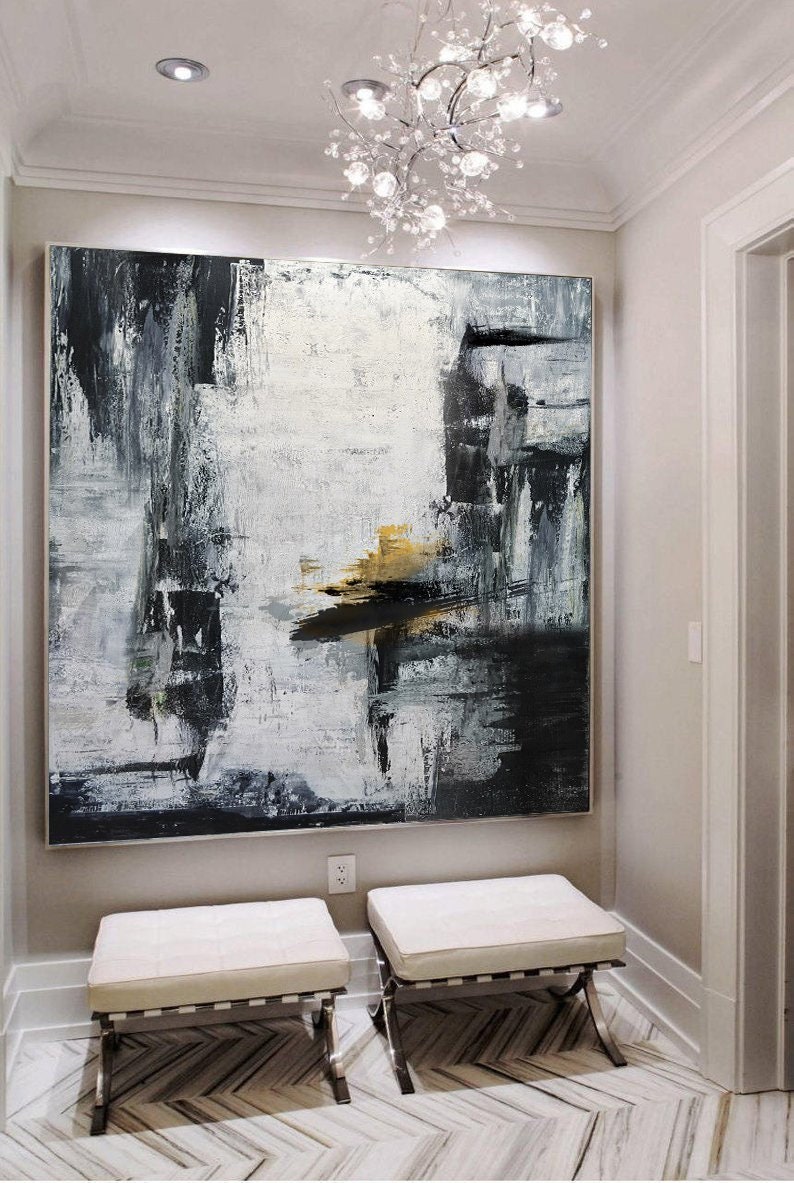 Gold and White Wall Art Gold Canvas Art 