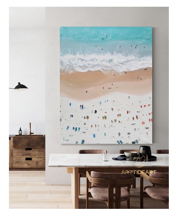 Framed Blue Beach Abstract Painting Summer Sea Wall Art Large Beach  Landscape Painting Textured Surf Wall Art Beach Swimming Art Home Decor -  Etsy