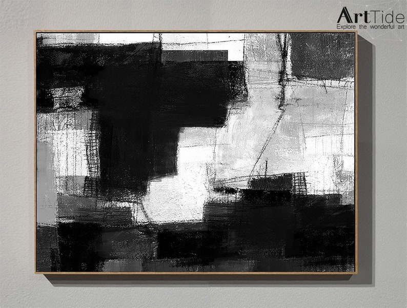 Extra Large Wall Art black and White Canvas Wall Artabstract Etsy