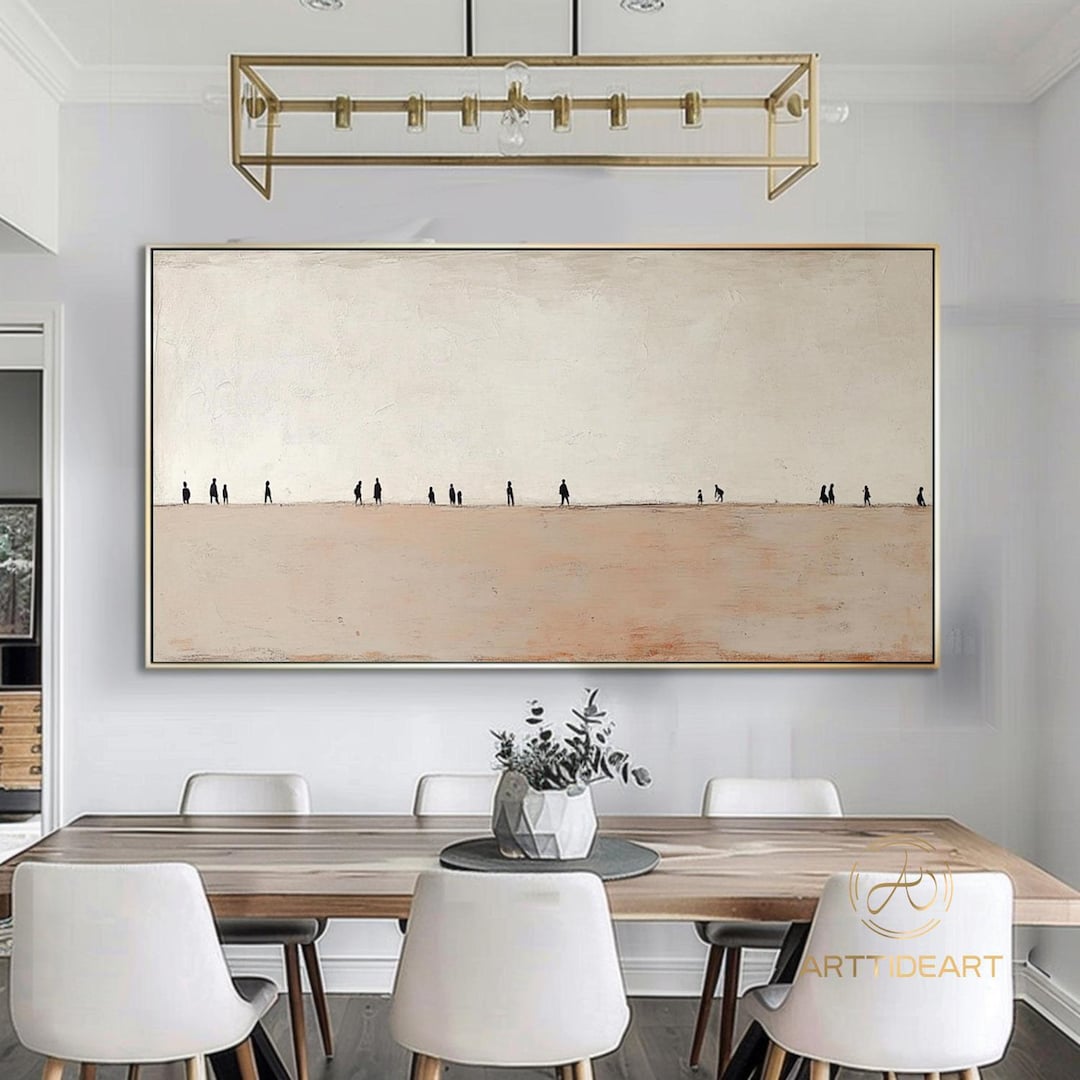 Minimalist Beige Brown Abstract Painting on Canvas Beige Wide ...