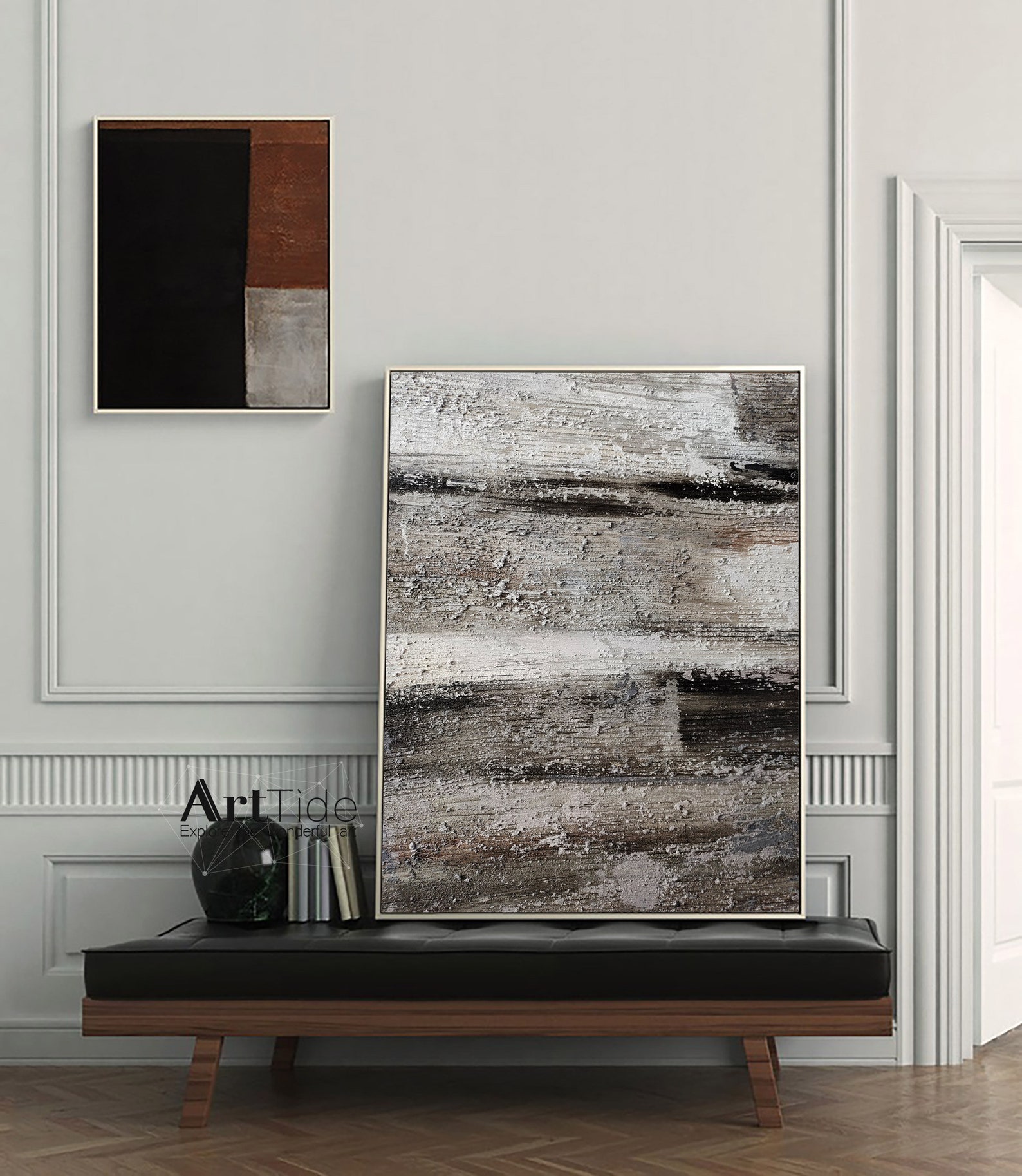 Large White Gray Abstract Painting Minimalist Painting Modern Etsy