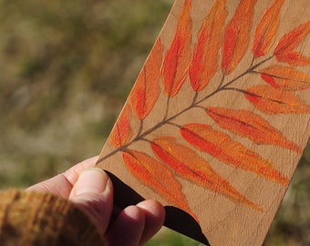 Marque-page Bois peint à la main -- Feuille