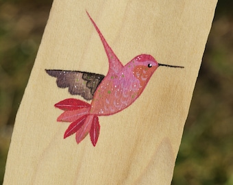 Bookmark Hand Painted Wood -- Hummingbird