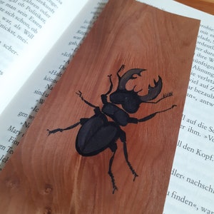Wooden bookmark | Stag beetle | Beetle | Forest | Nature | Hand-painted bookmark | Painted wood | Art | Insect | Gift for men | Hazel moon