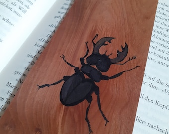 Bookmark hand-painted wood - stag beetle