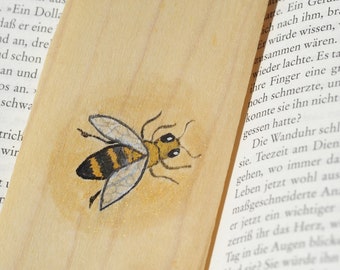 Bookmark hand-painted wood - bee