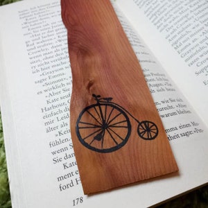 Lesezeichen handbemalt Holz antikes Fahrrad Bild 2